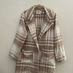 Plaid Shacket Brown and White Size Large Midi Length